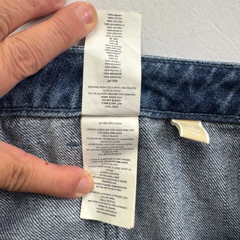 Michael Kors Womens Distressed Denim Mini Skirt Medium Wash Raw Hem Size 12